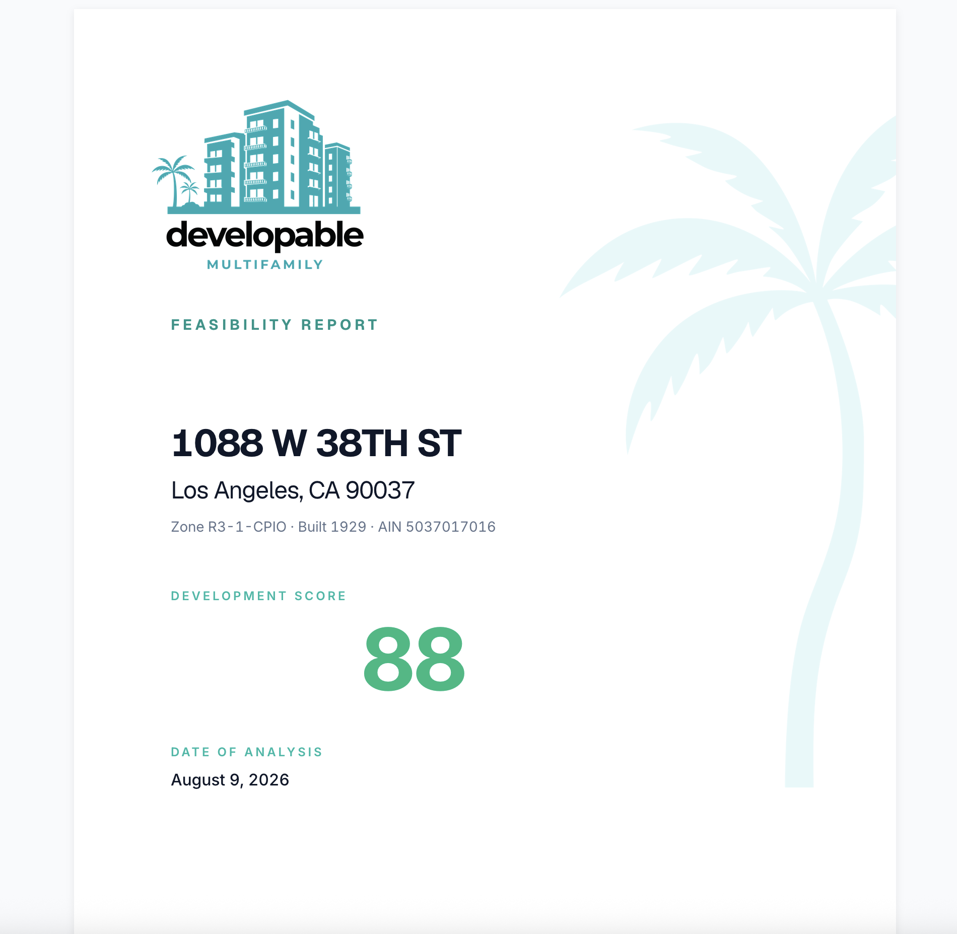 Developable feasibility report